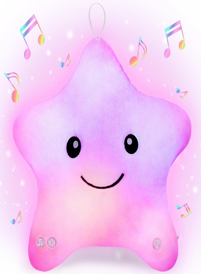 Subao Sensory Toys for Kids,14" Toddler Pillow With Light & Music,Twinkle Plush Star Night Light Cushion Autism Sensory Toys for Toddlers Age 3 4 5 6 7 8 9 10,Birthday Xmas Easter Gifts for Girls Pink - Image 1